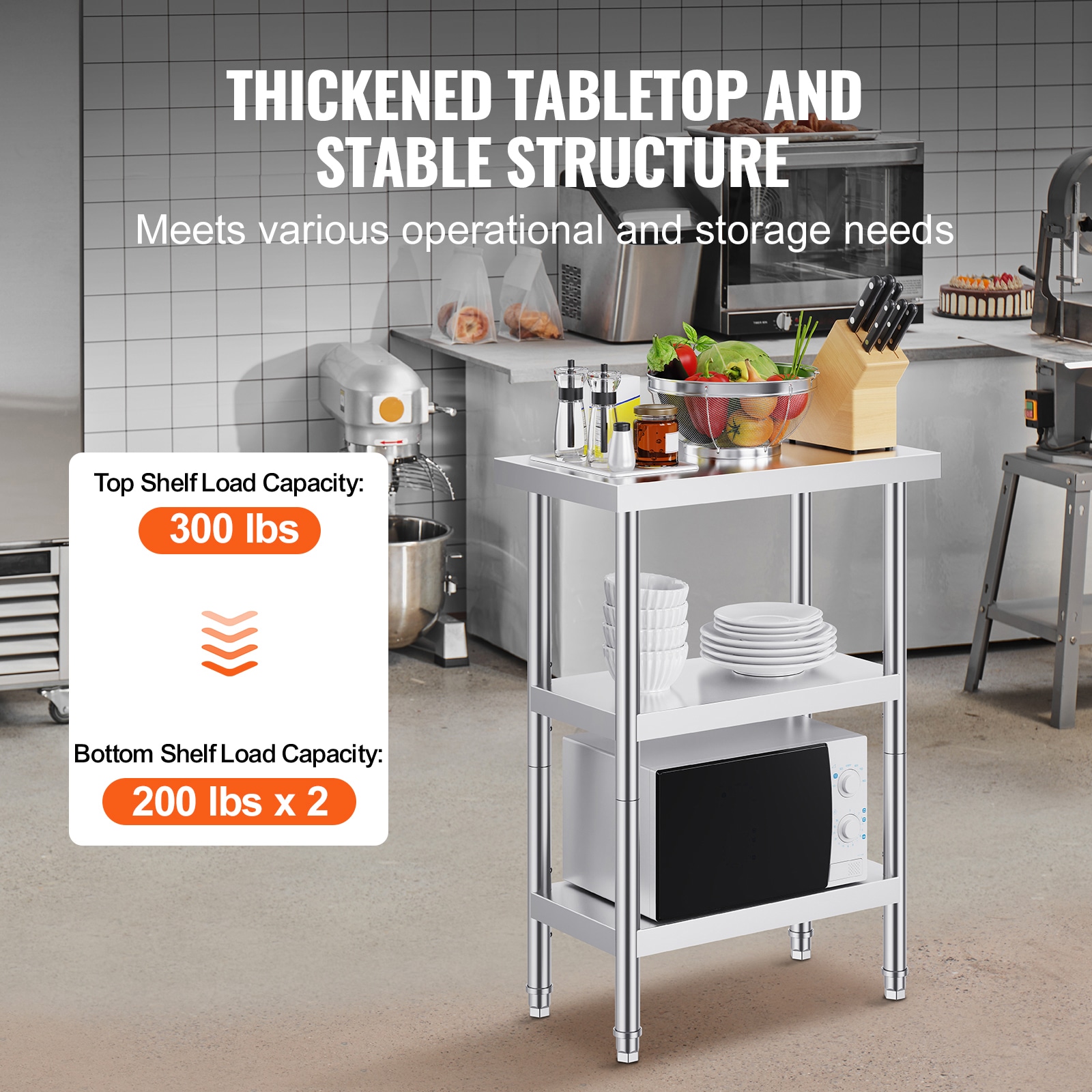 Stainless Steel Prep Table Commercial Kitchen Work Bench Metal_voghion.com